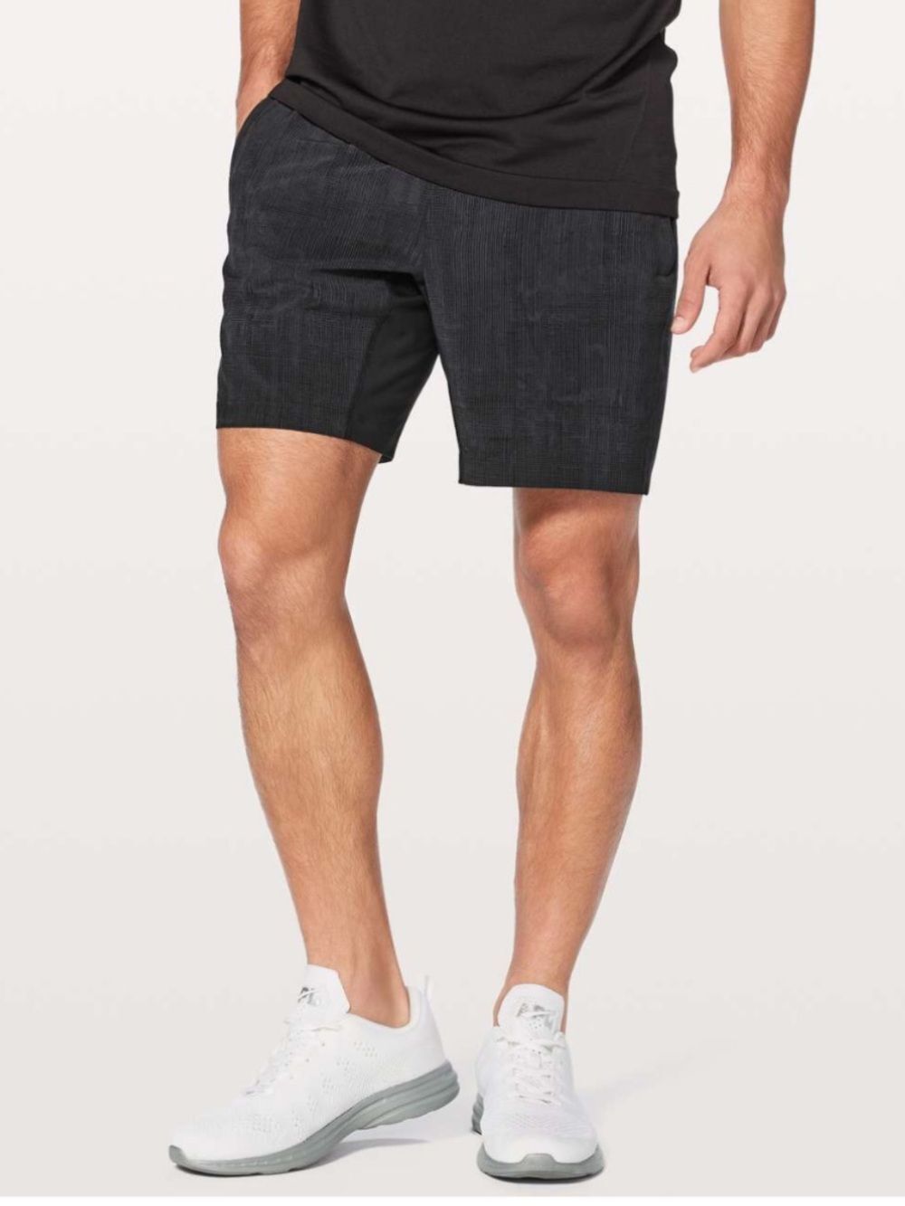 lululemon T.H.E. 7” Linerless Men's Grid Lines Coal Performance Shorts XL